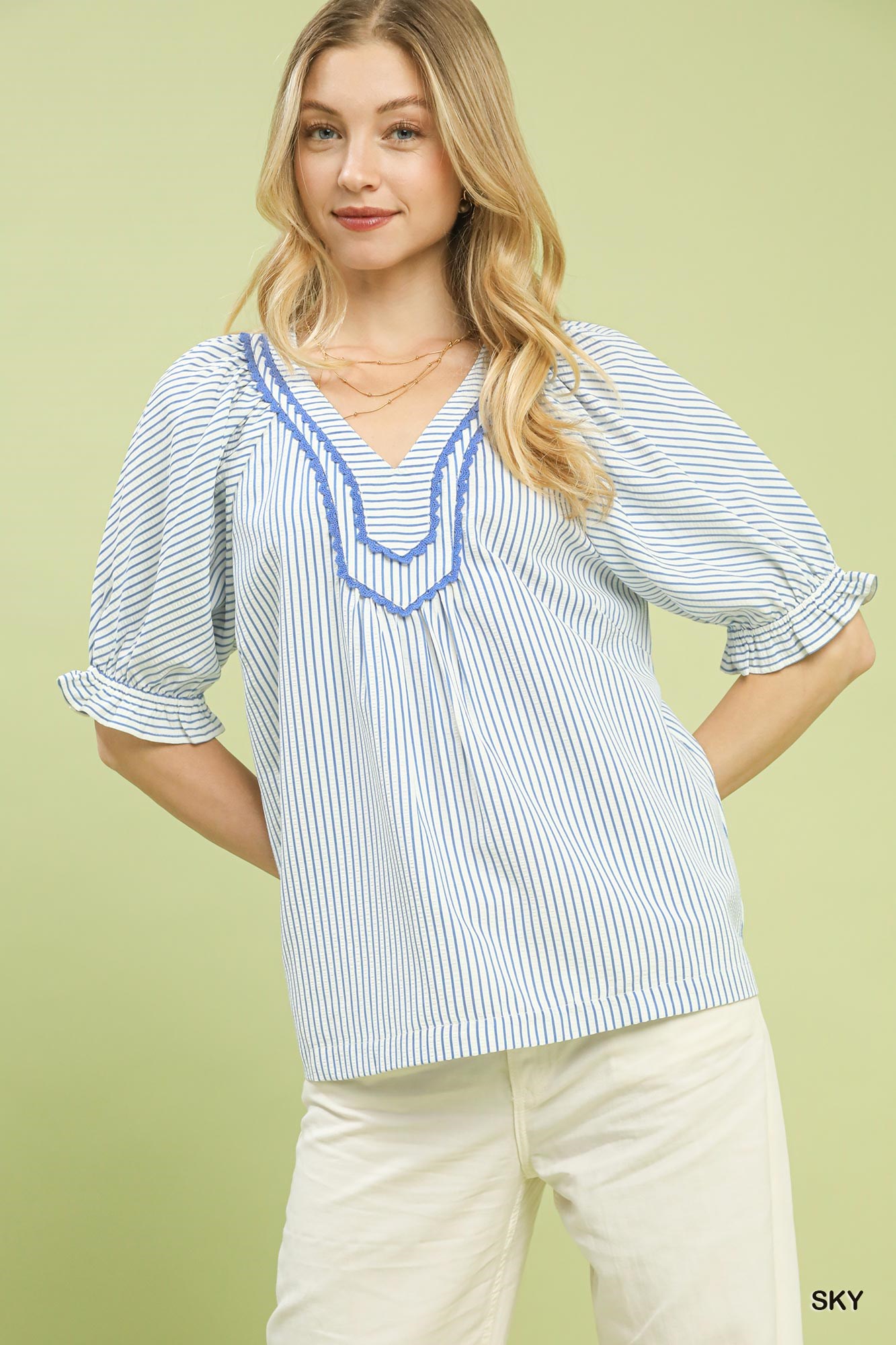 Stripe V-Neck Blouse
