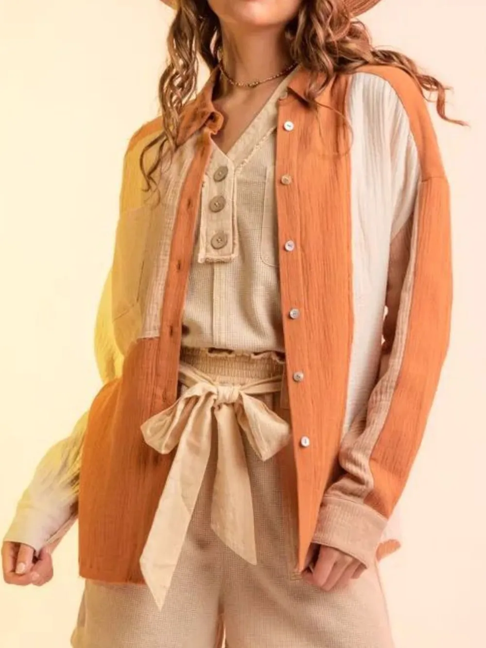 Contrast Button Up Long Sleeve Shirt, image 9
