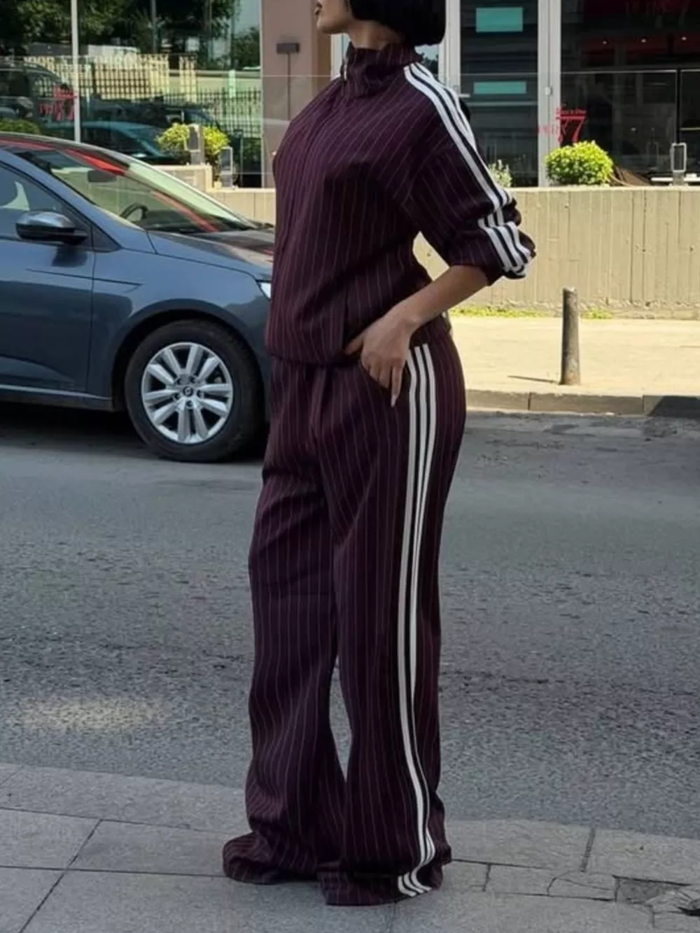 Side Stripe Zip Up Jacket and Pants Set, image 7