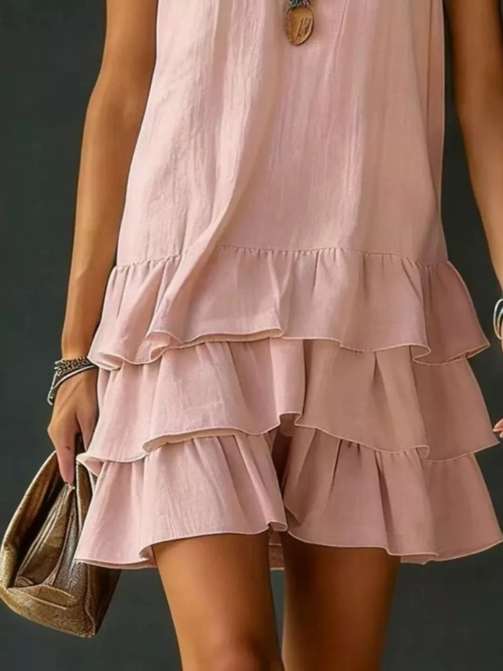 Full Size Ruffled Hem V-Neck Sleeveless Dress Plus Size, image 15