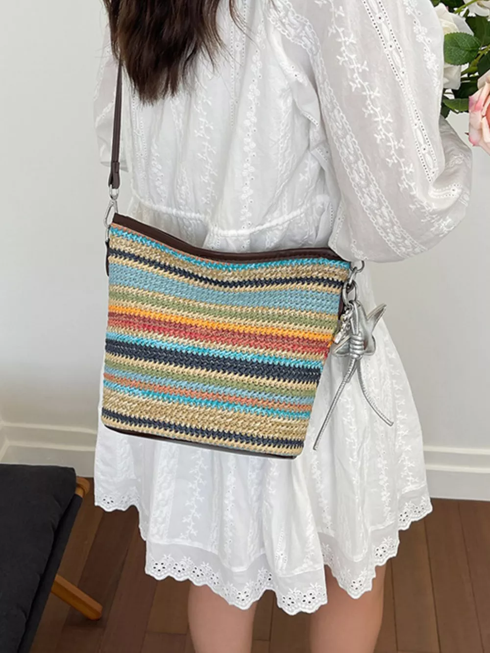 Striped Woven Crossbody Bag, image 9
