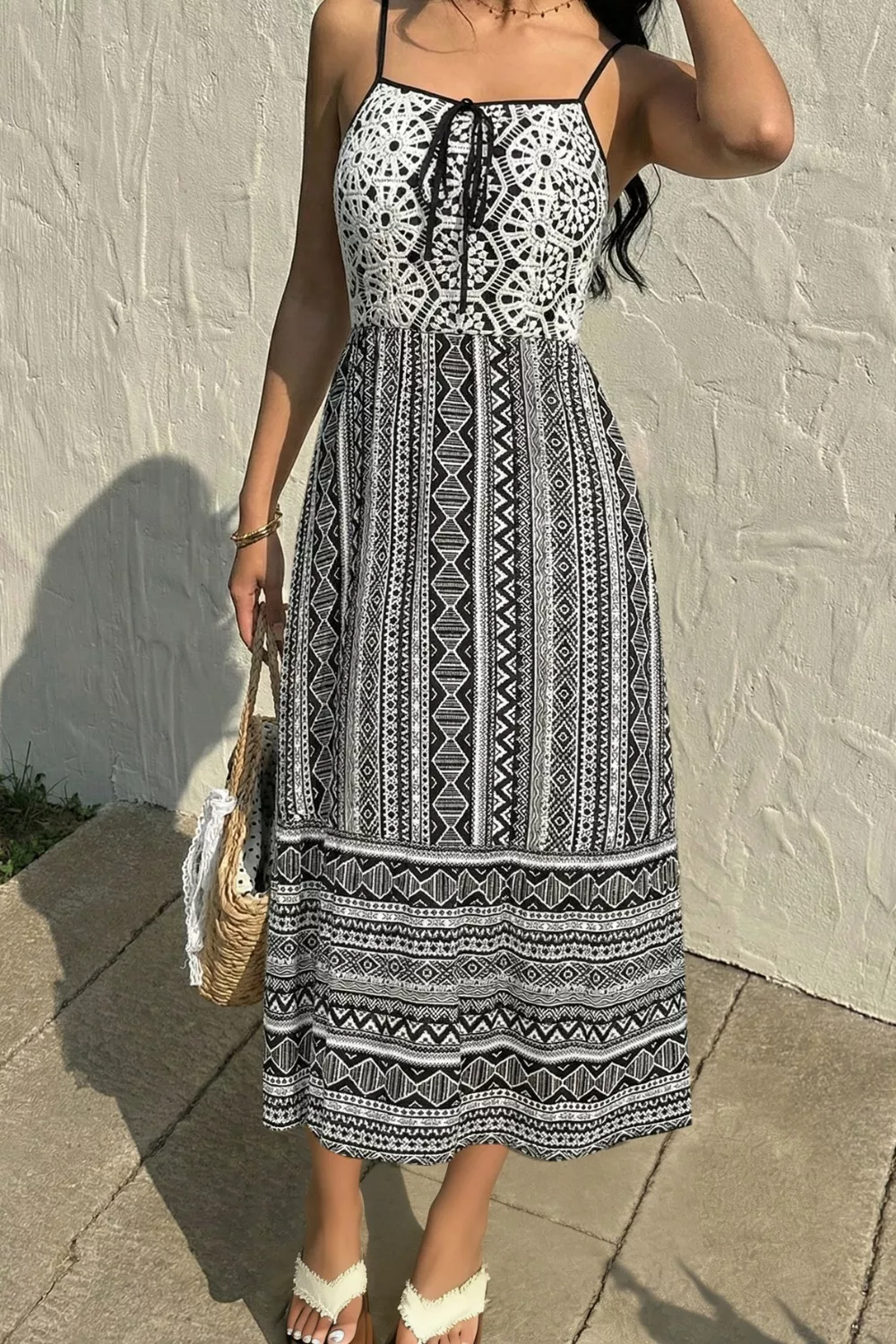 Tie-Front Square Neck Cami Dress, image 4