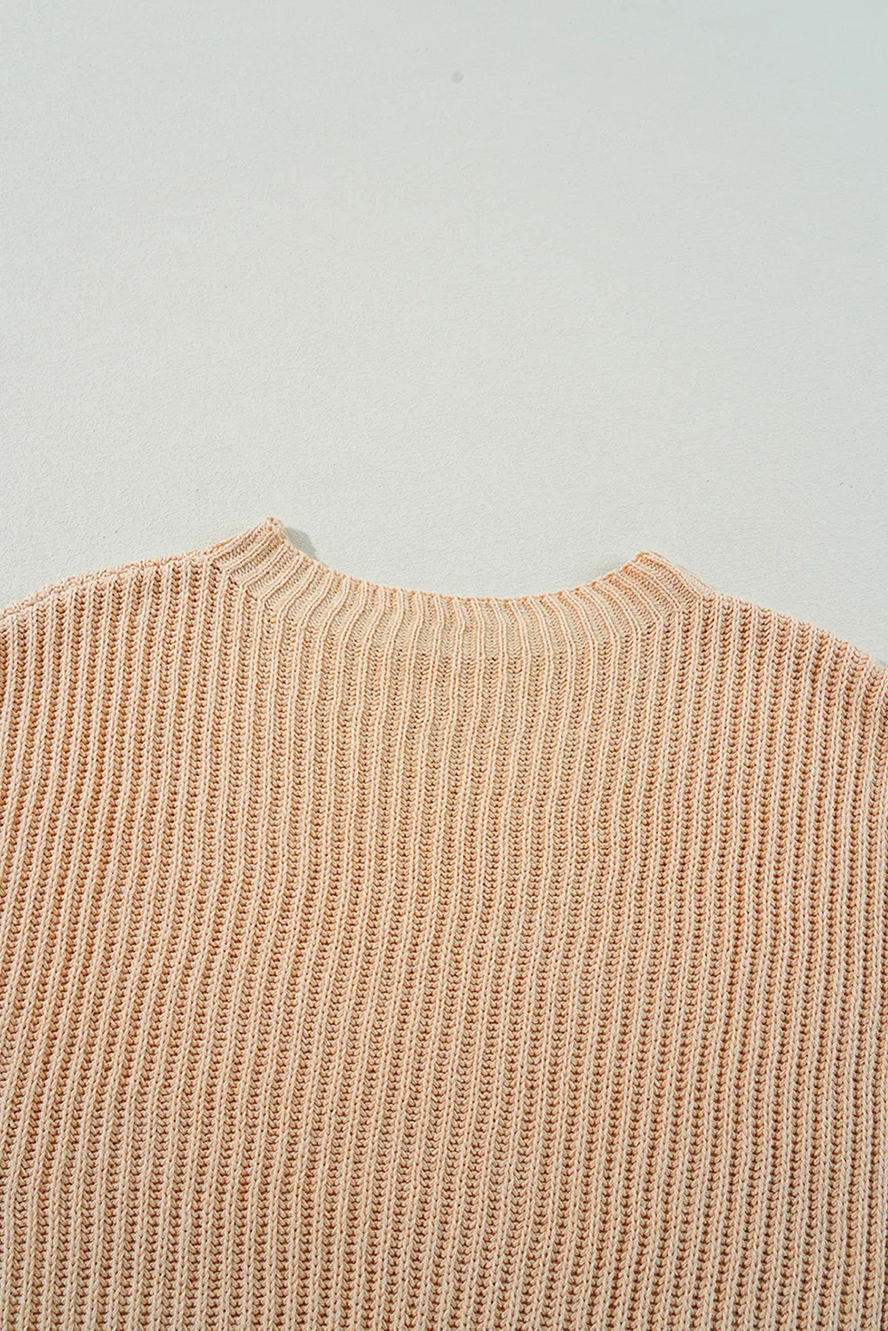 Side Slit Round Neck Long Sleeve Sweater, image 5
