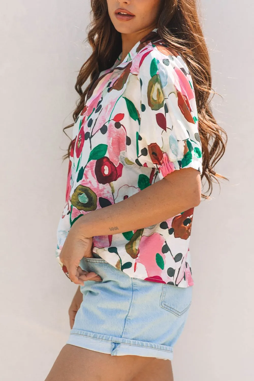Floral Print Short Sleeve Blouse, image 14