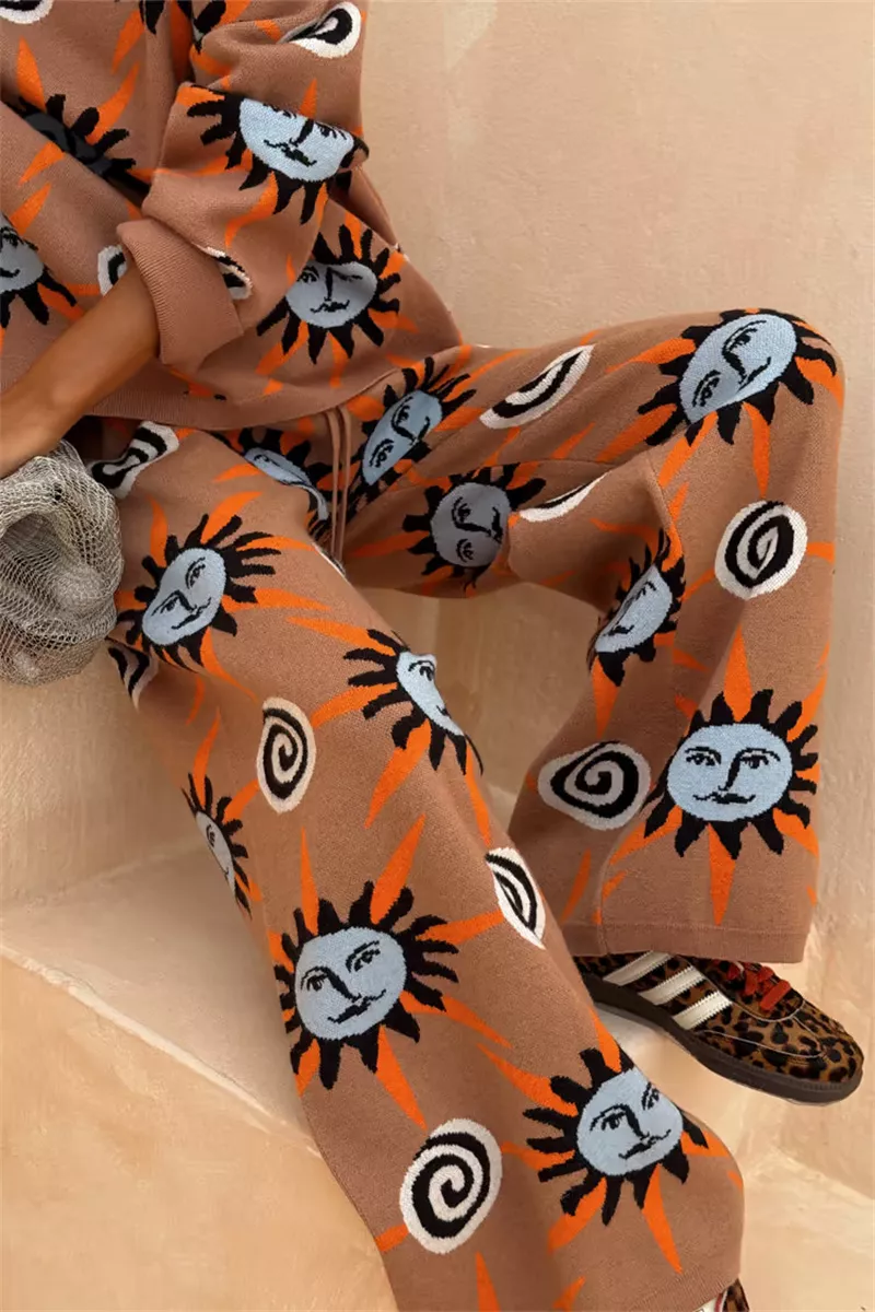 Sun Graphic Top & Cardigan and Pants 3-Piece Sweater Set, image 7