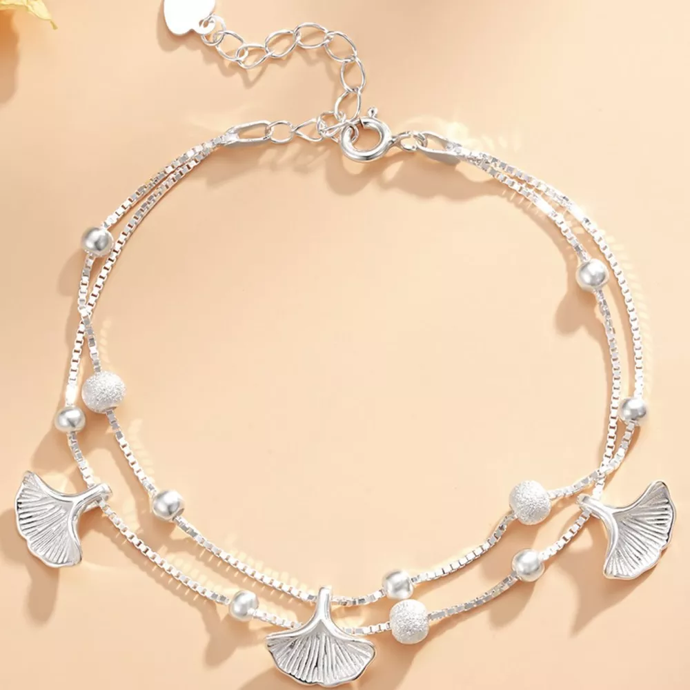 Double Layer Ginkgo Leaf Bracelet, image 7