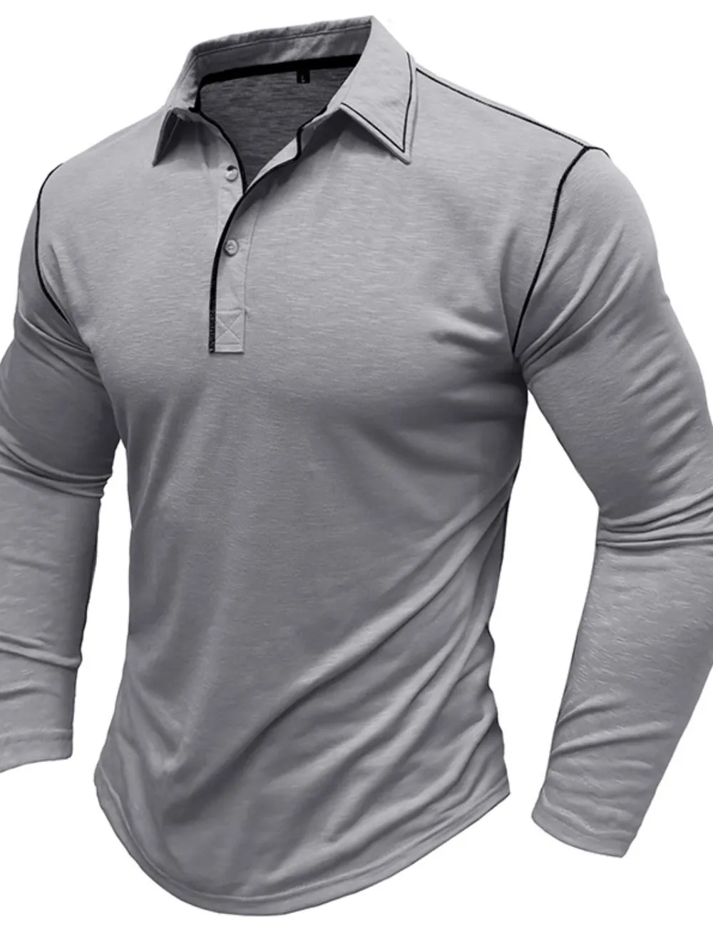 Men's Button Detail Long Sleeve Polo, image 4