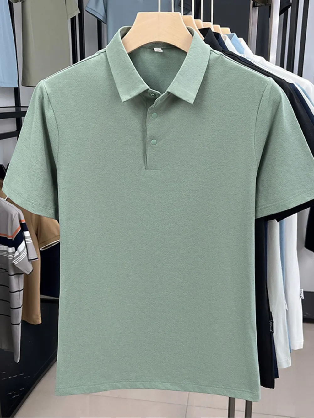 Men's Plus Size Button Detail Short Sleeve Polo, image 2