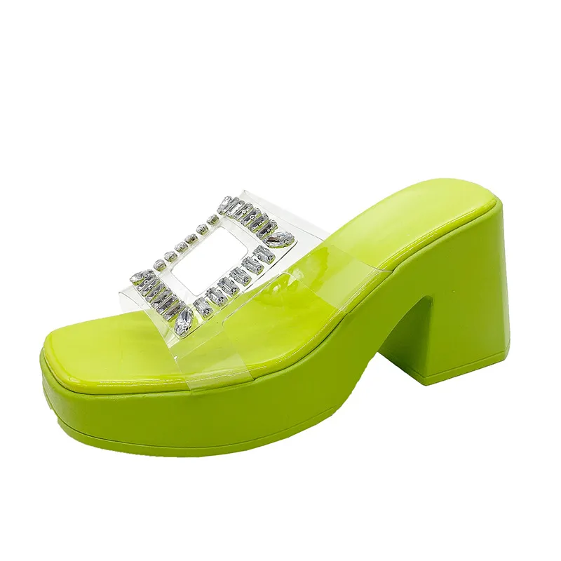 Rhinestone Open Toe Block Heels Sandals, image 6
