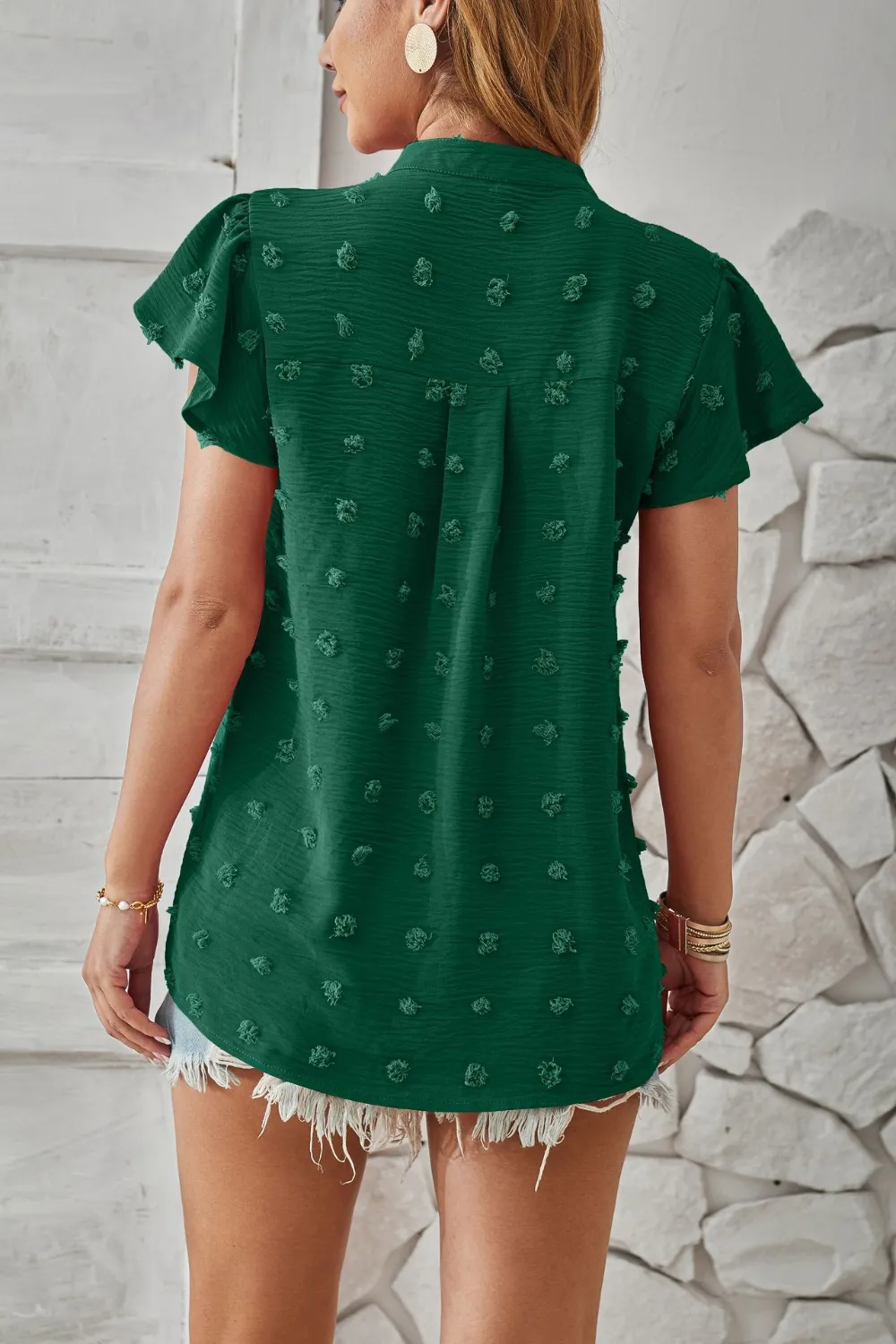 Swiss Dot Notched Cap Sleeve T-Shirt, image 14