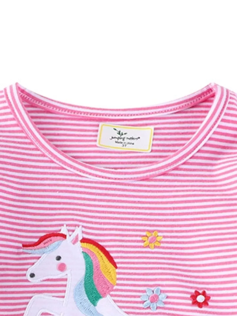 C=Children's Unicorn Ruffle Sleeve Striped T-Shirt, image 3