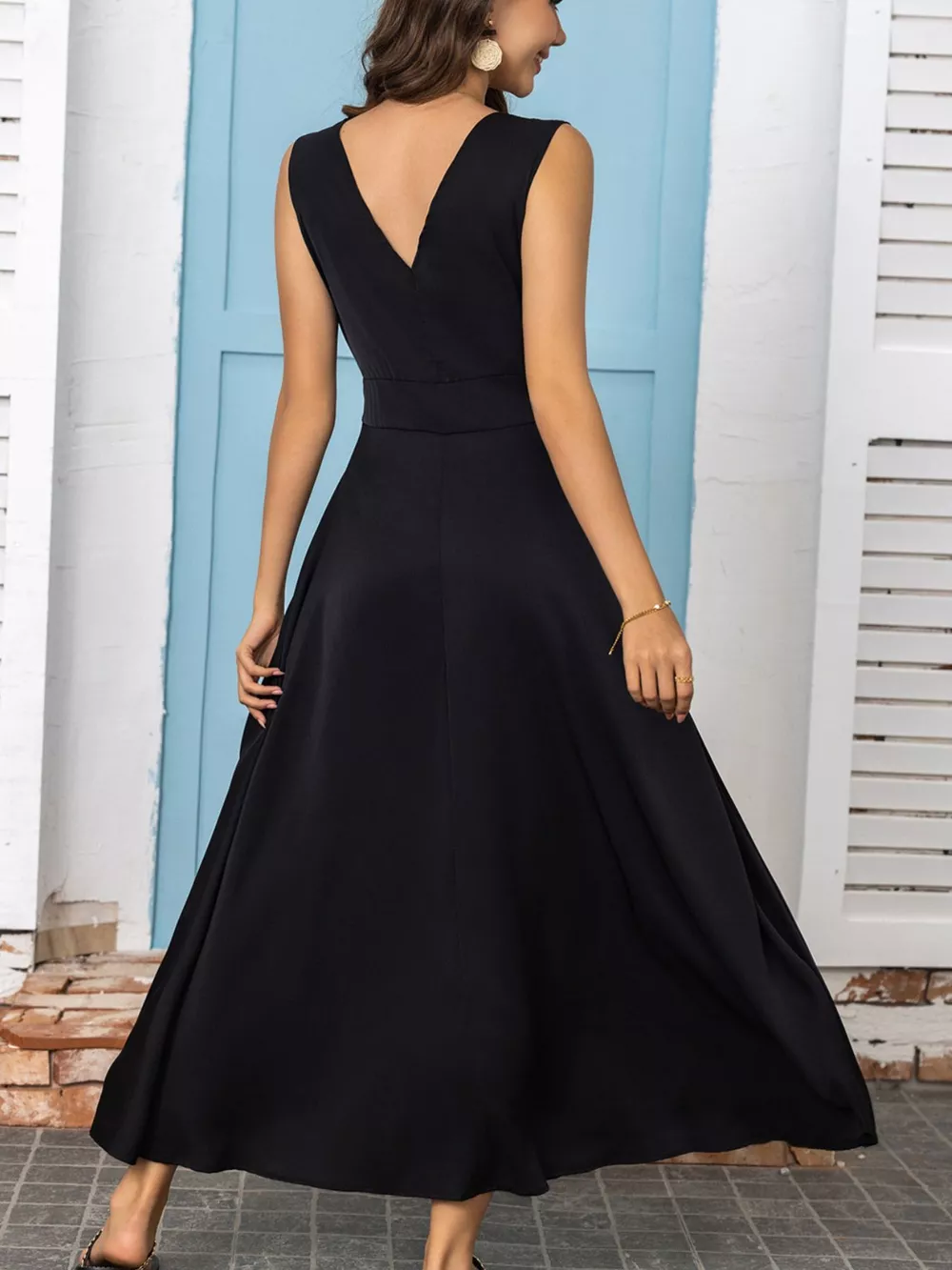 Full Size Slit V-Neck Sleeveless Dress Plus Size, image 8