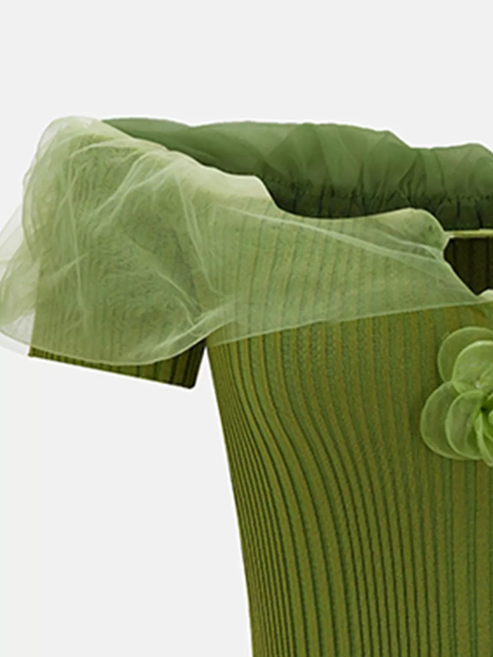 Ribbed Knit Off-Shoulder Ruffle Trim Top, image 7
