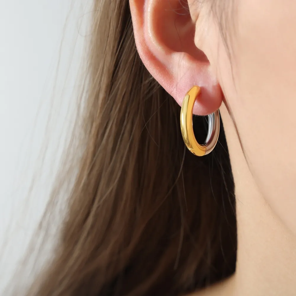 18K Gold-Plated Huggie Earrings, image 2