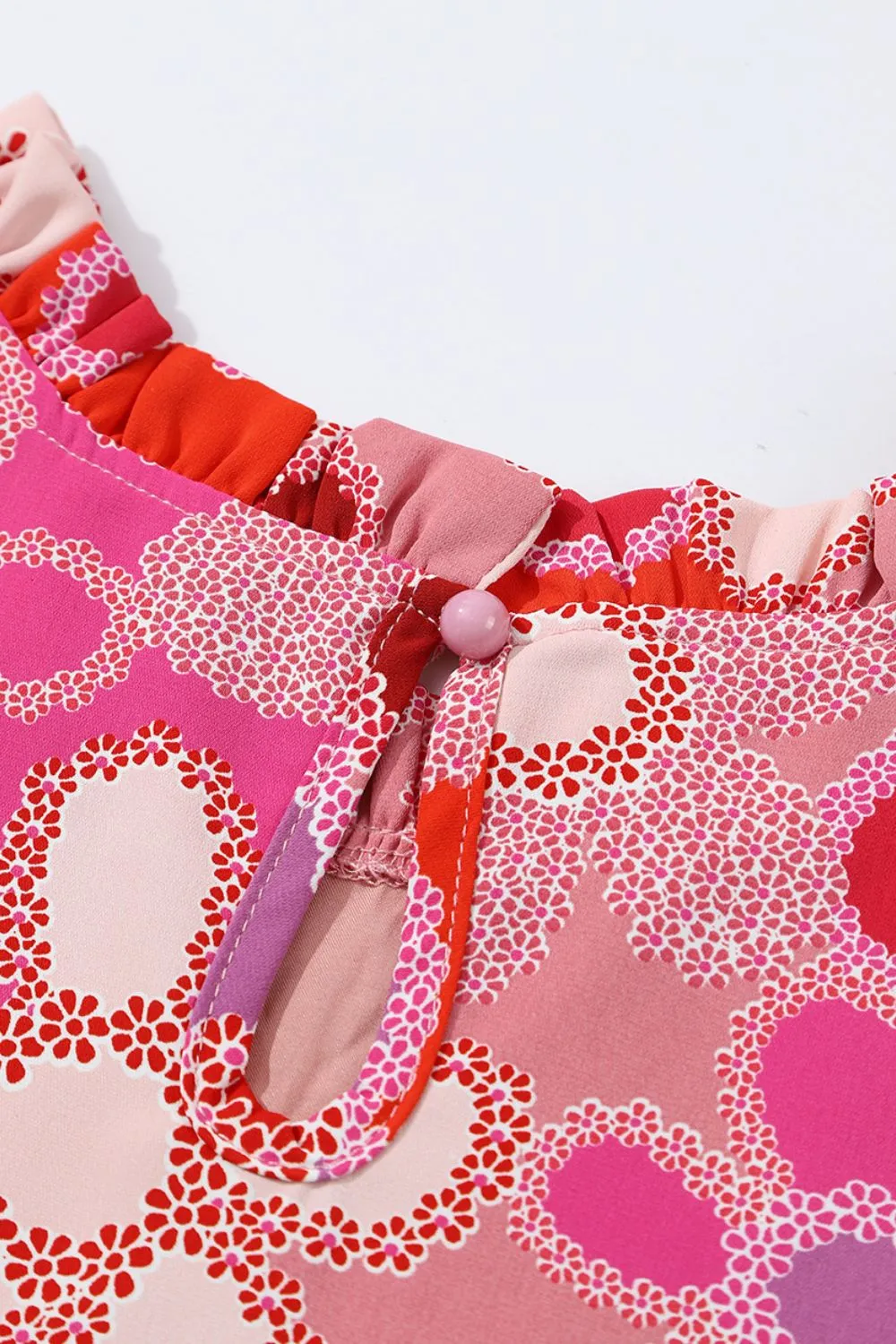 Embroidered Detail Floral Ruffle Cap Sleeve Blouse, image 10