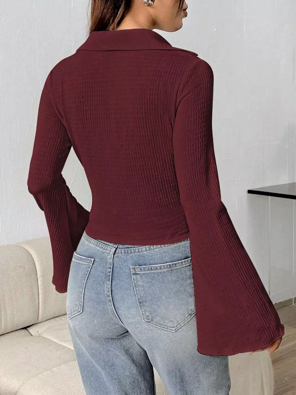 Button Up Flare Sleeve Shirt, image 28