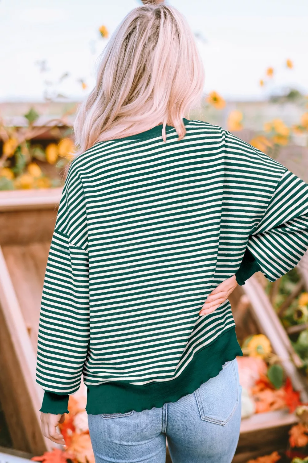 Striped Santa Round Neck Christmas Sweatshirt, image 4