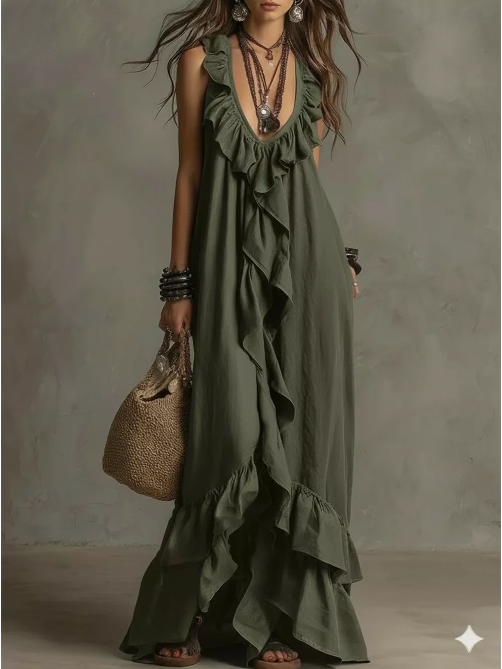 Ruffled Sleeveless Maxi Dress, image 3