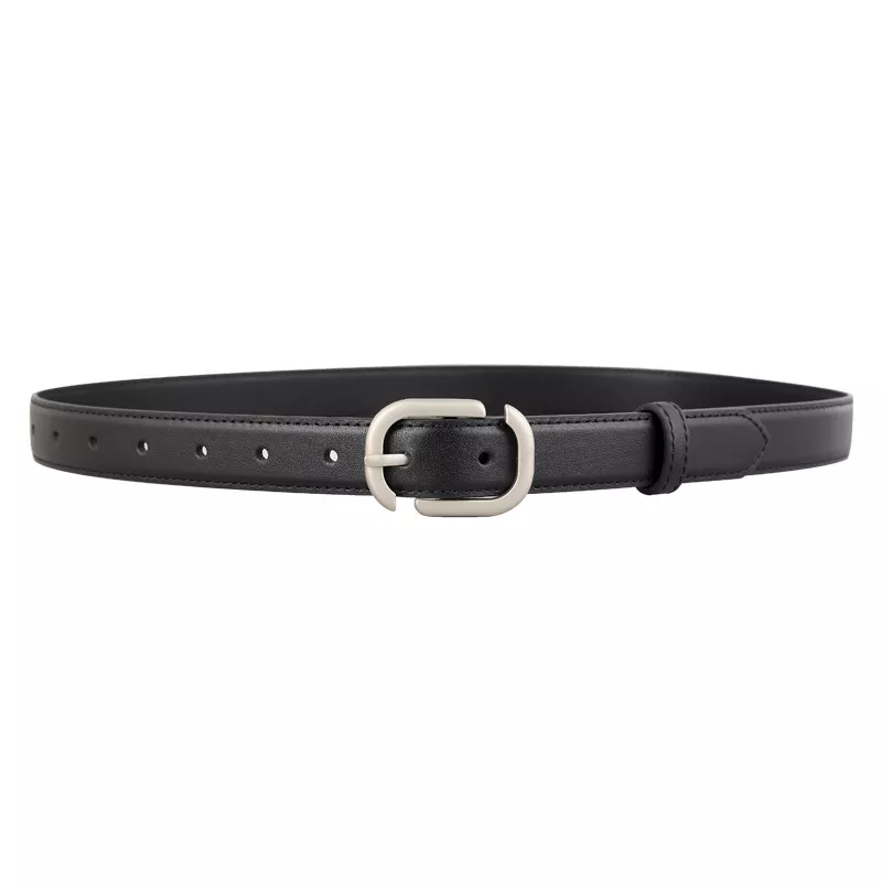 Leather Belt with Silver Buckle, image 3