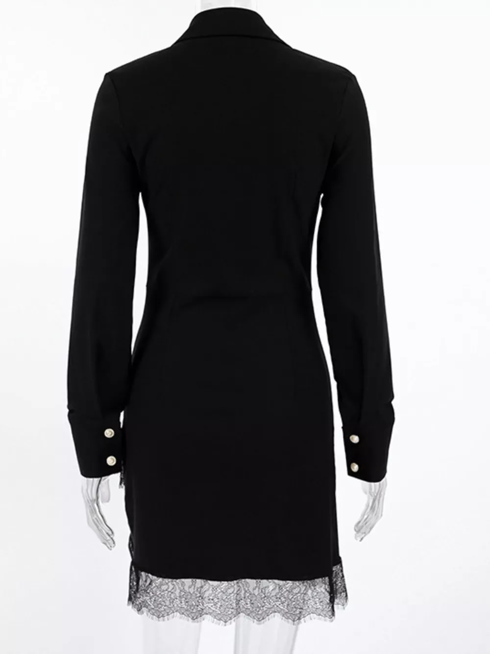 Lace Detail Button Front Long Sleeve Dress, image 7