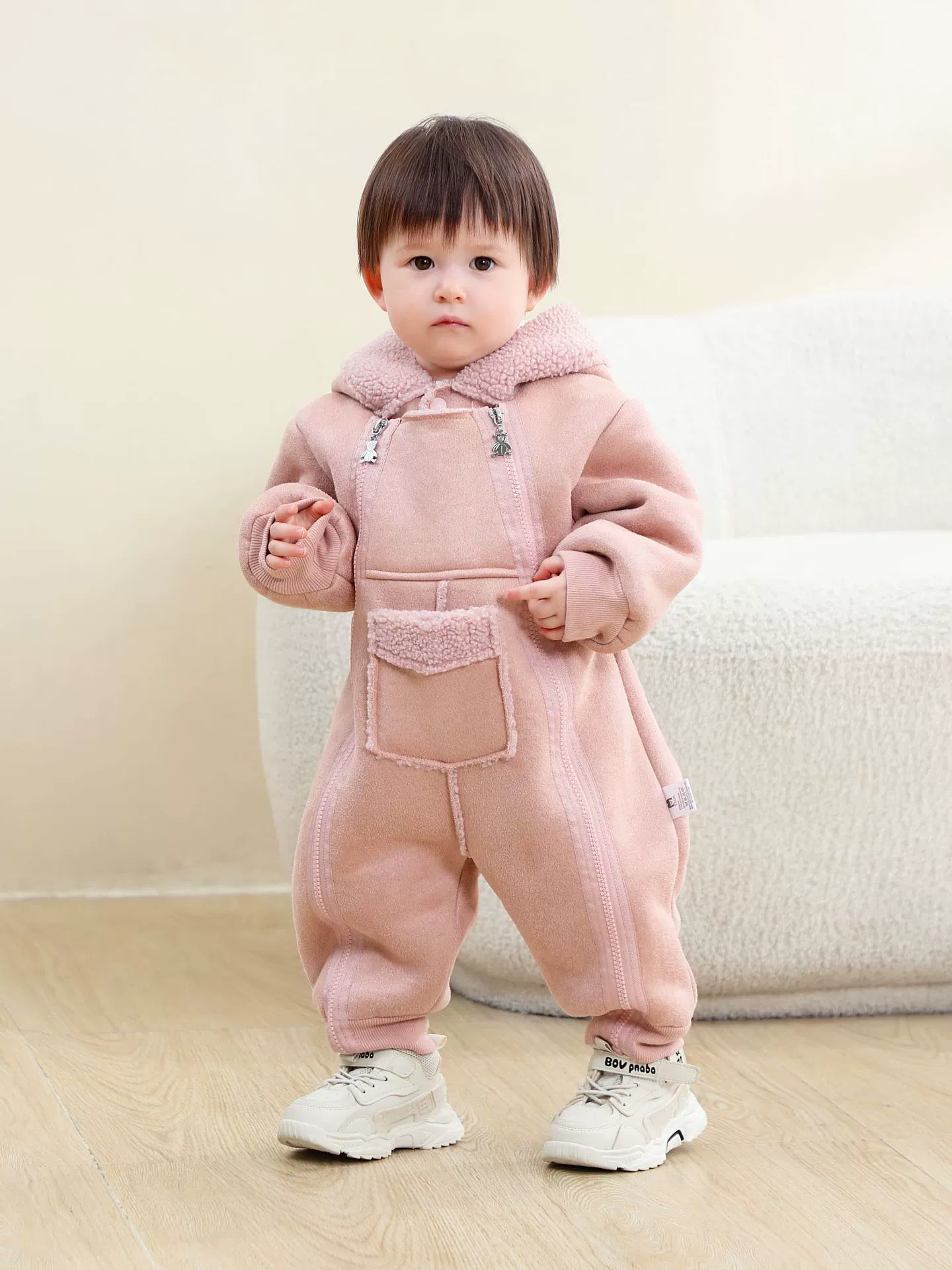 Children's Fleece Hooded One-Piece Jumpsuit