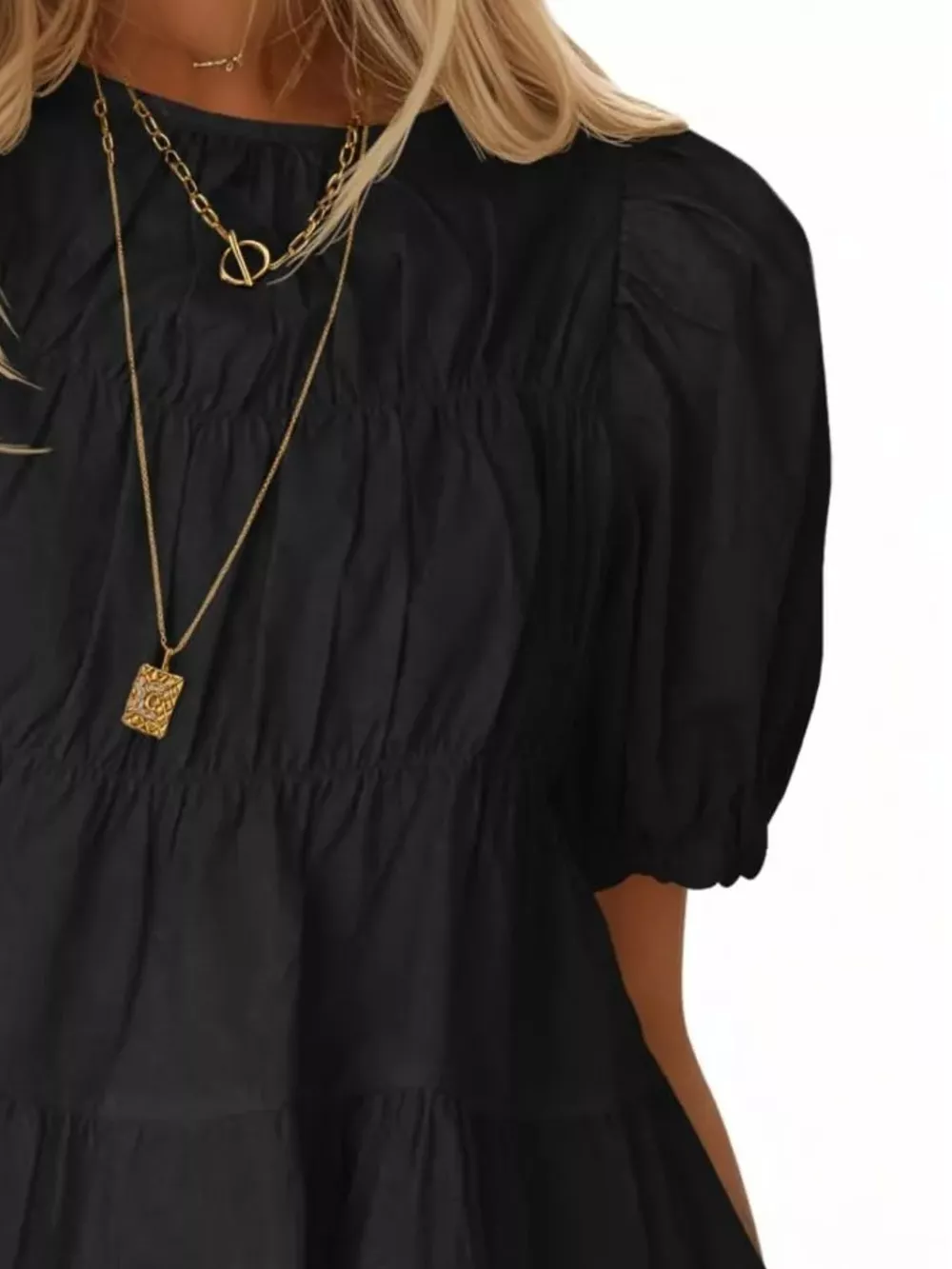 Ruched Tiered Puff Sleeve Blouse, image 32