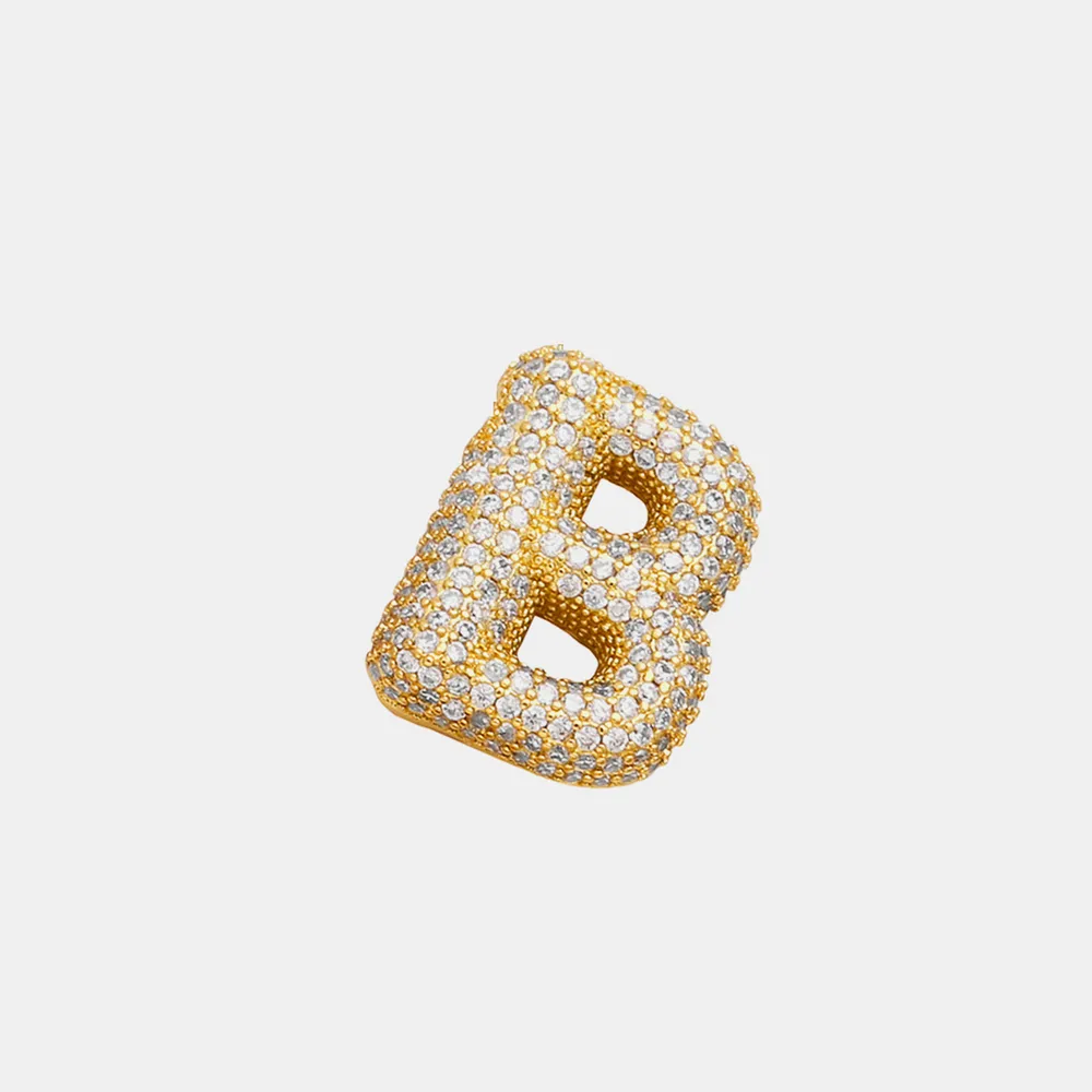 Inlaid Zircon Bubble Initial Necklace, image 4