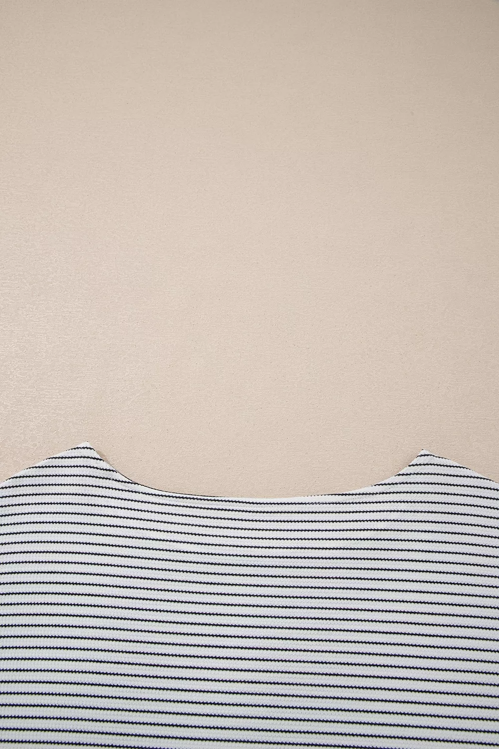Stripe Contrasted Ruffle Trim Loose Long Sleeve Top, image 11