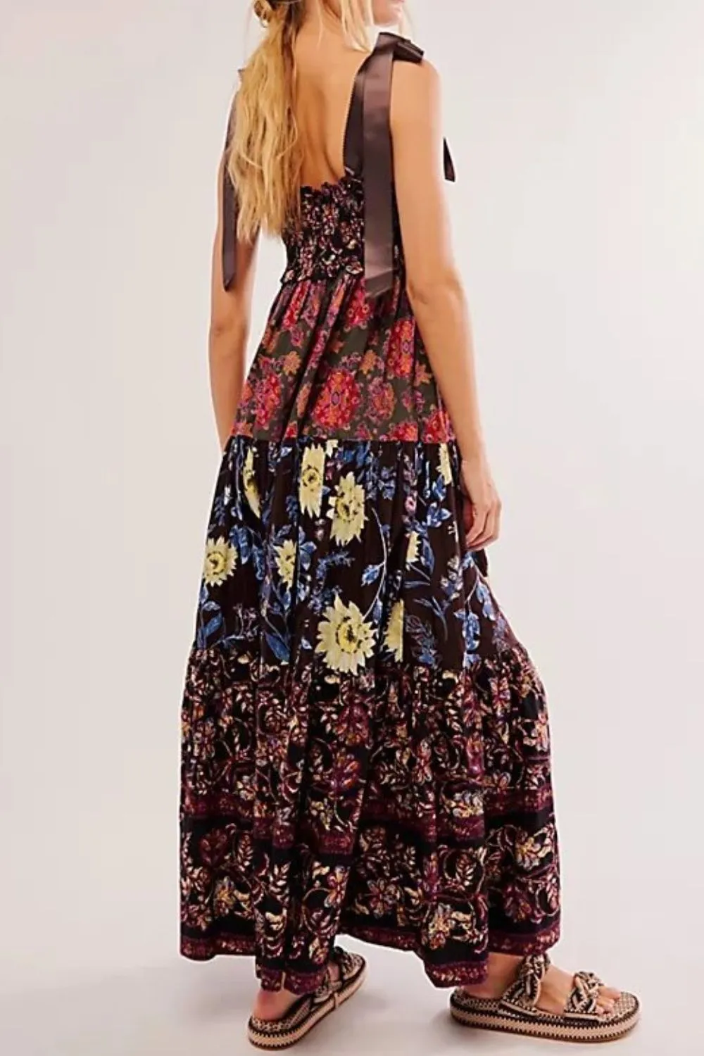 Floral Tiered Maxi Dress with Mixed Print Design, image 22