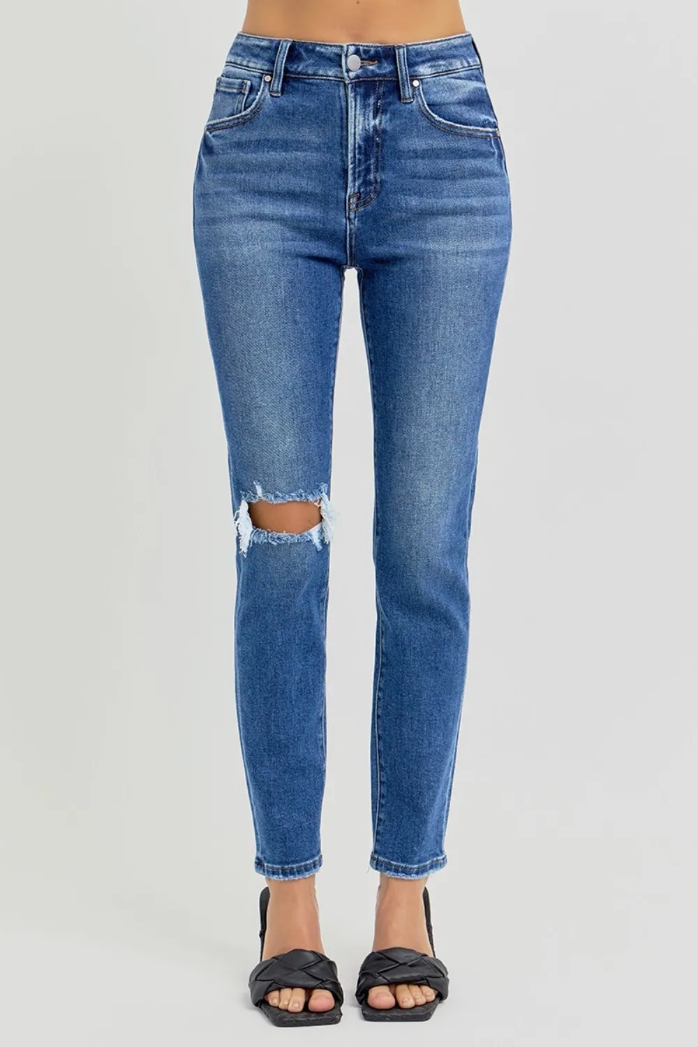 Full Size High Rise Ankle Skinny Knee Distressed Jeans, image 5