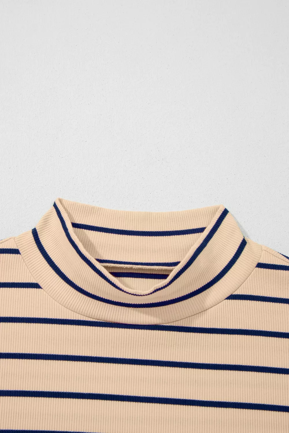 Stripe Mock Neck Short Sleeve Loose Top, image 6