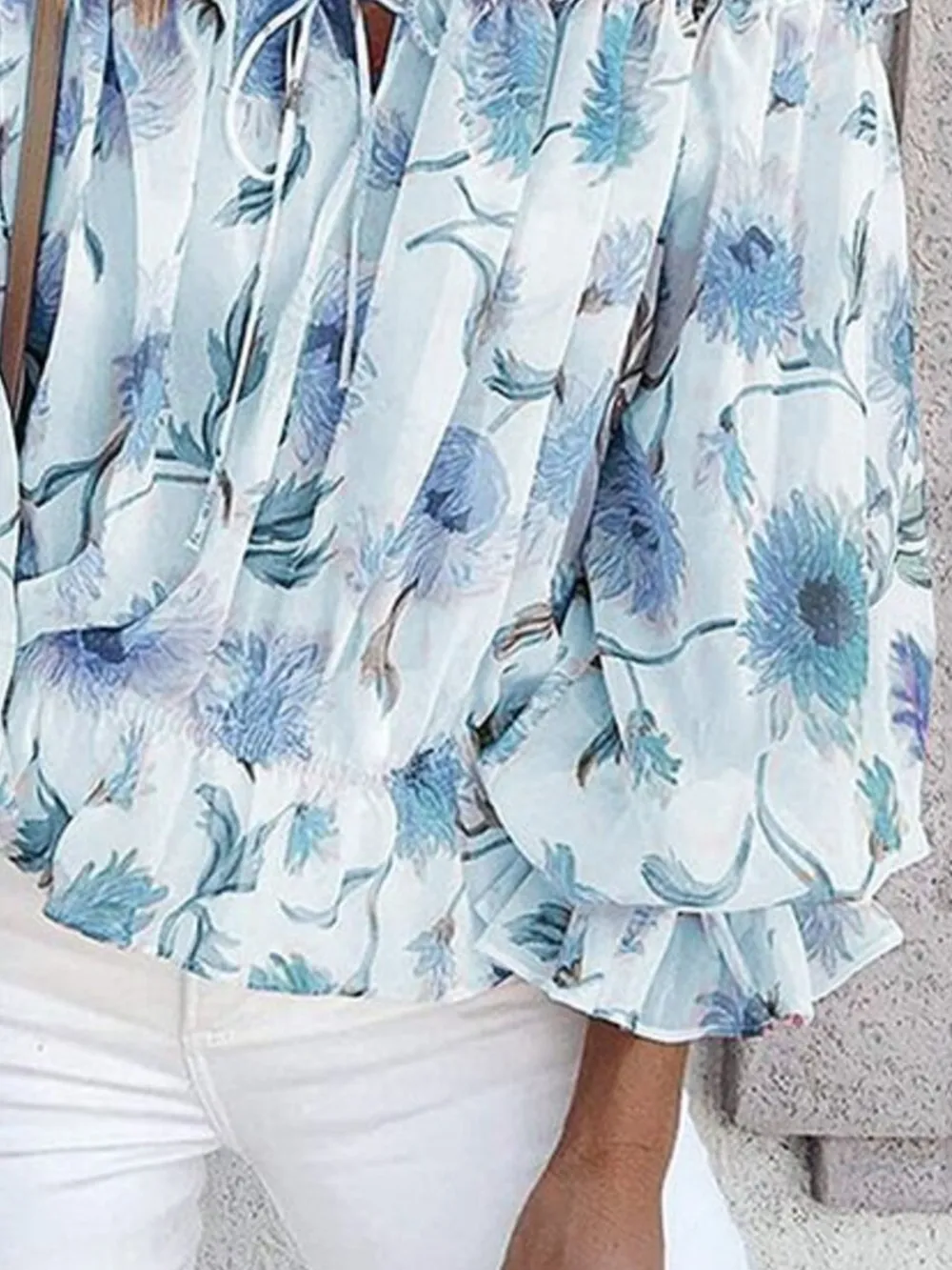 Off-Shoulder Floral Print Blouse, image 4