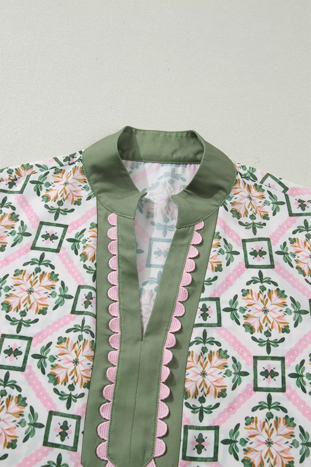 Multicolour Boho Geometric Flower Print Short Sleeve Loose Mini Dress, image 5