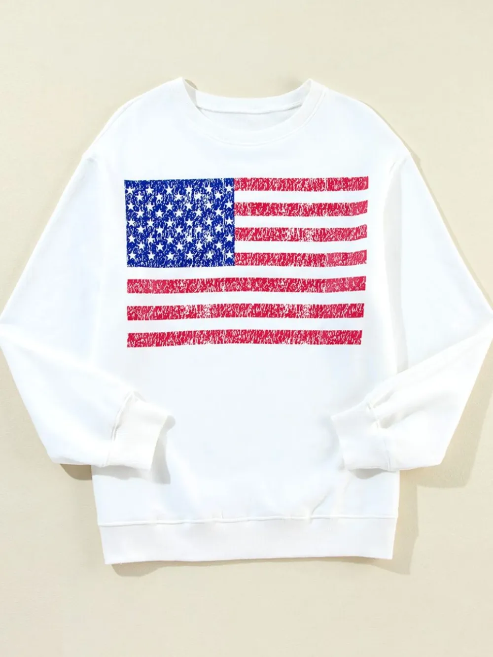 US Flag Round Neck Long Sleeve Sweatshirt, image 9