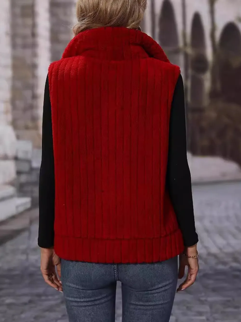 Pocketed Zip Up Vest Coat, image 2
