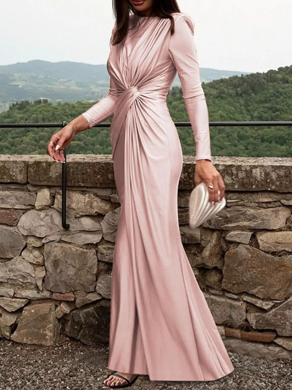 Twisted Long Sleeve Maxi Dress, image 5