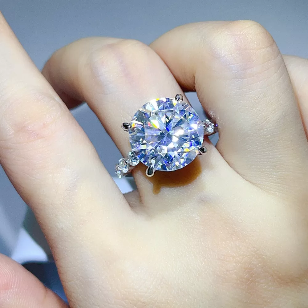 10 Carat Moissanite 925 Sterling Silver Ring, image 4