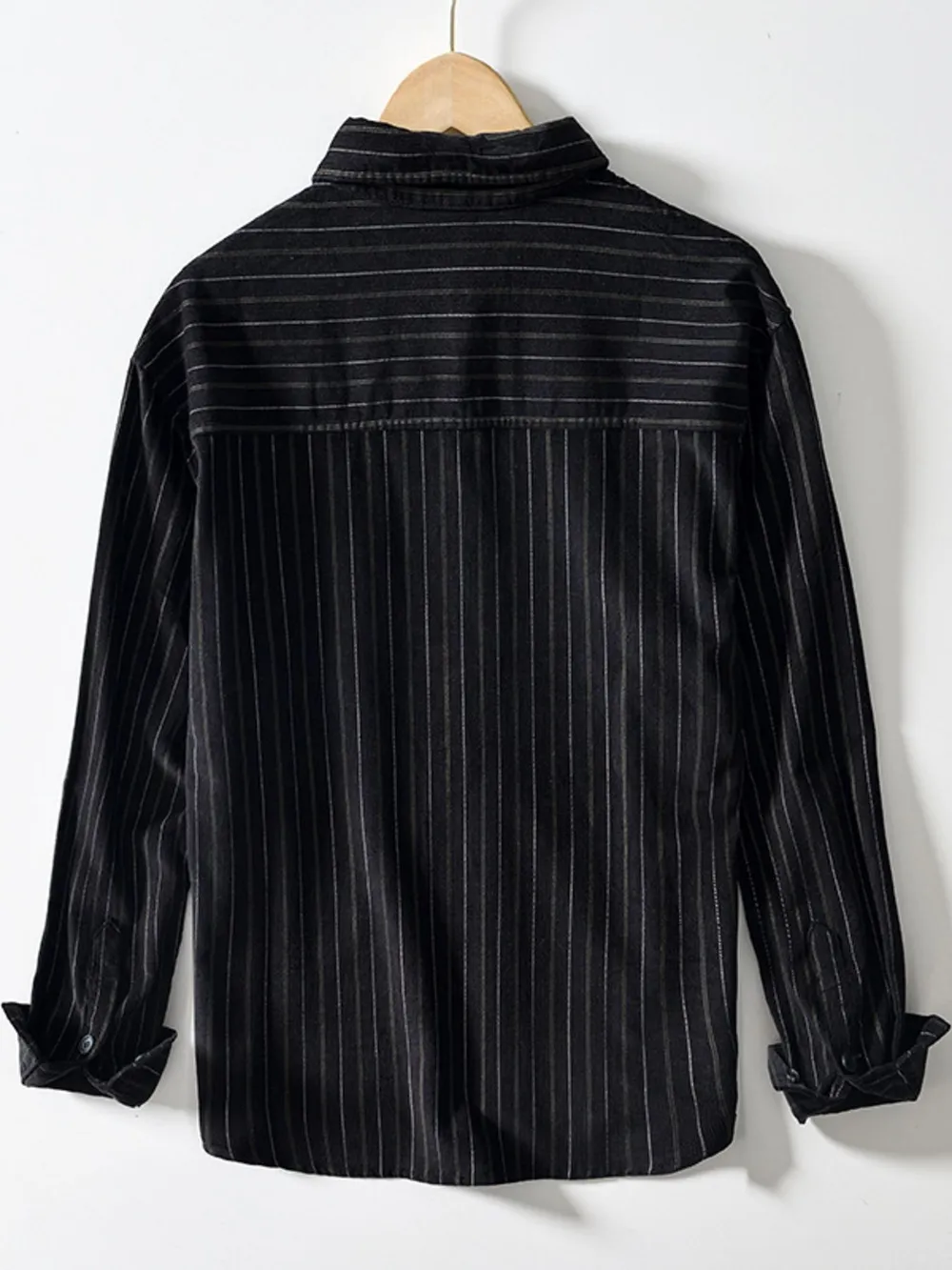 Men's Plus Size Striped Button Up Long Sleeve Shirt, image 3