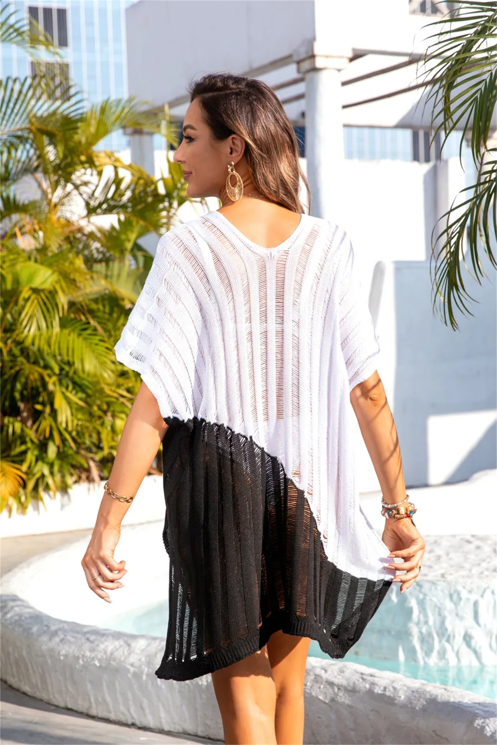 Slit Color Block V-Neck Cover Up, image 8