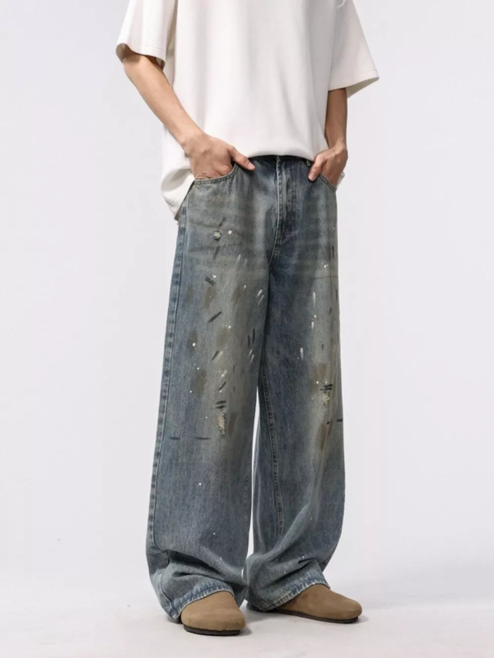 Men's Washed Loose Fit Jeans, image 4