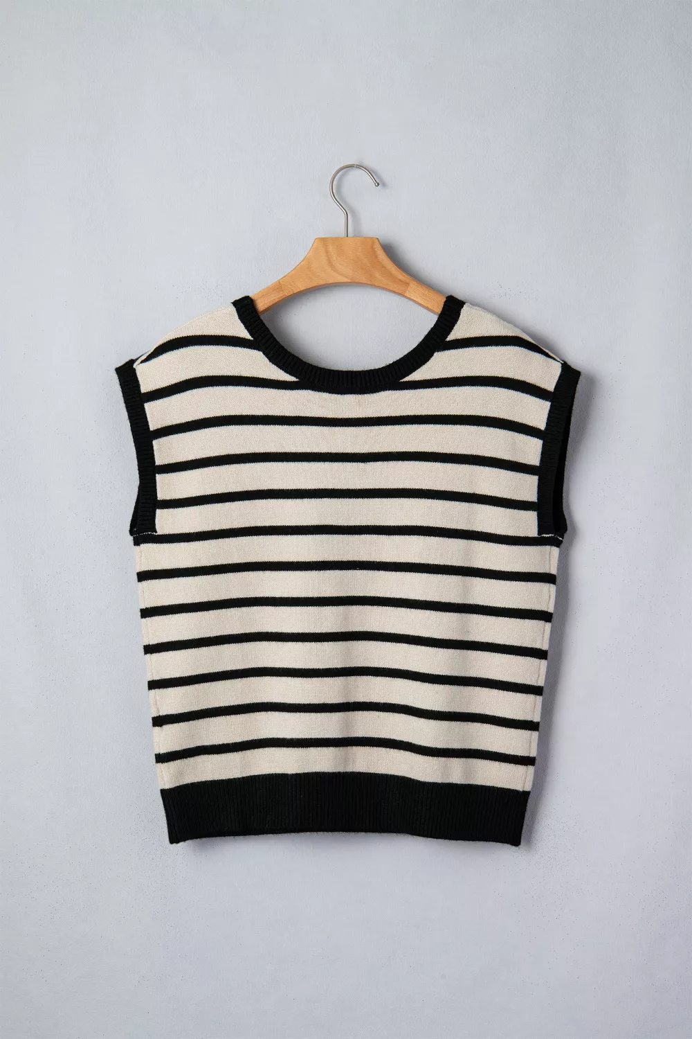 Stripe Bow Applique Short Sleeve Sweater, image 5