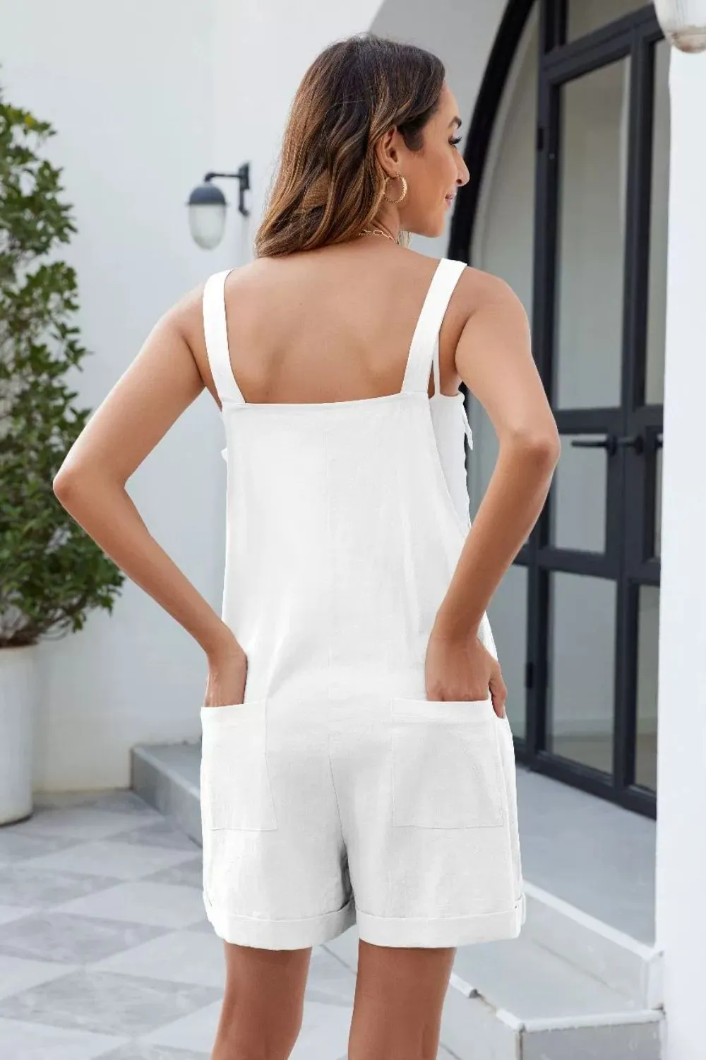 Knotted Strap Romper with Pockets, image 11