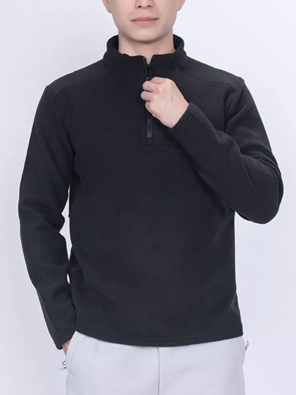 Men's Plus Size Quarter-Zip Fleece Sweatshirt, image 4