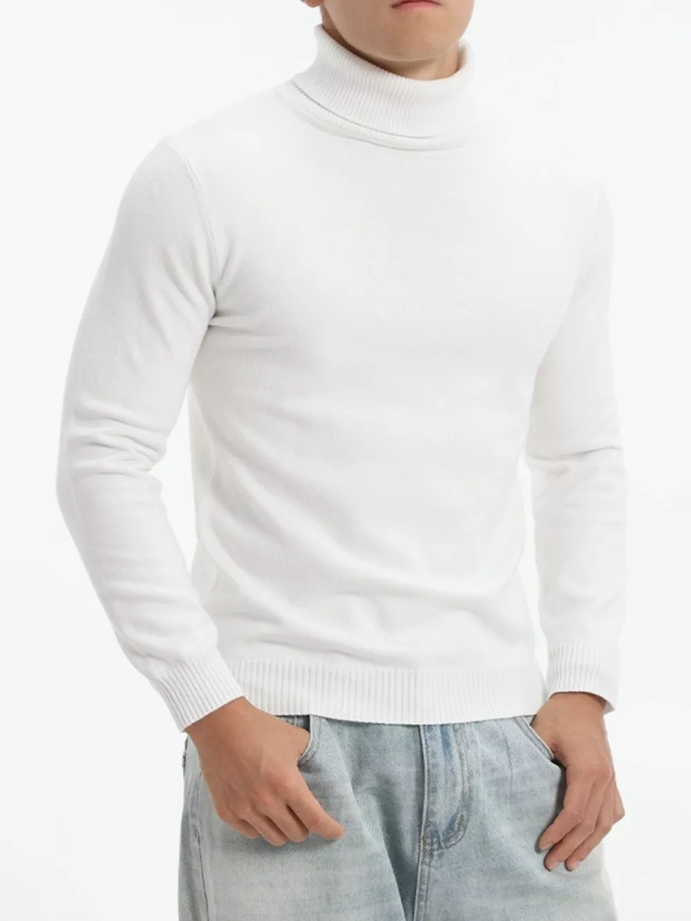 Men's Plus Size Turtleneck Long Sleeve Sweater, image 3