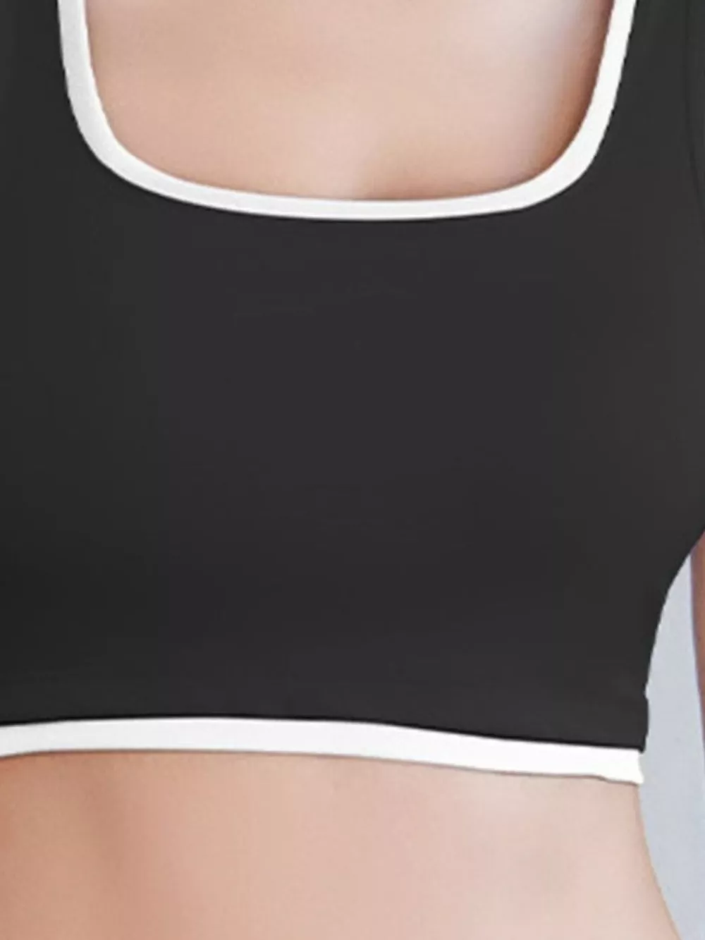 Contrast Trim Scoop Neck Active Bra, image 6