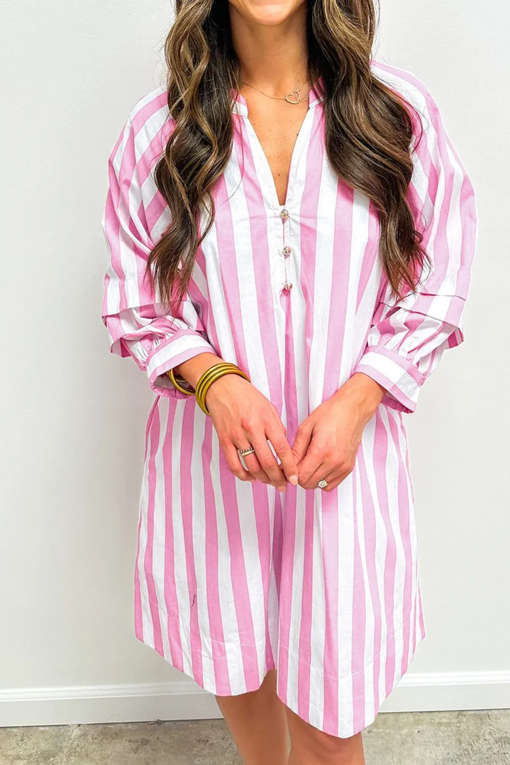 Striped Notched Mini Dress, image 4
