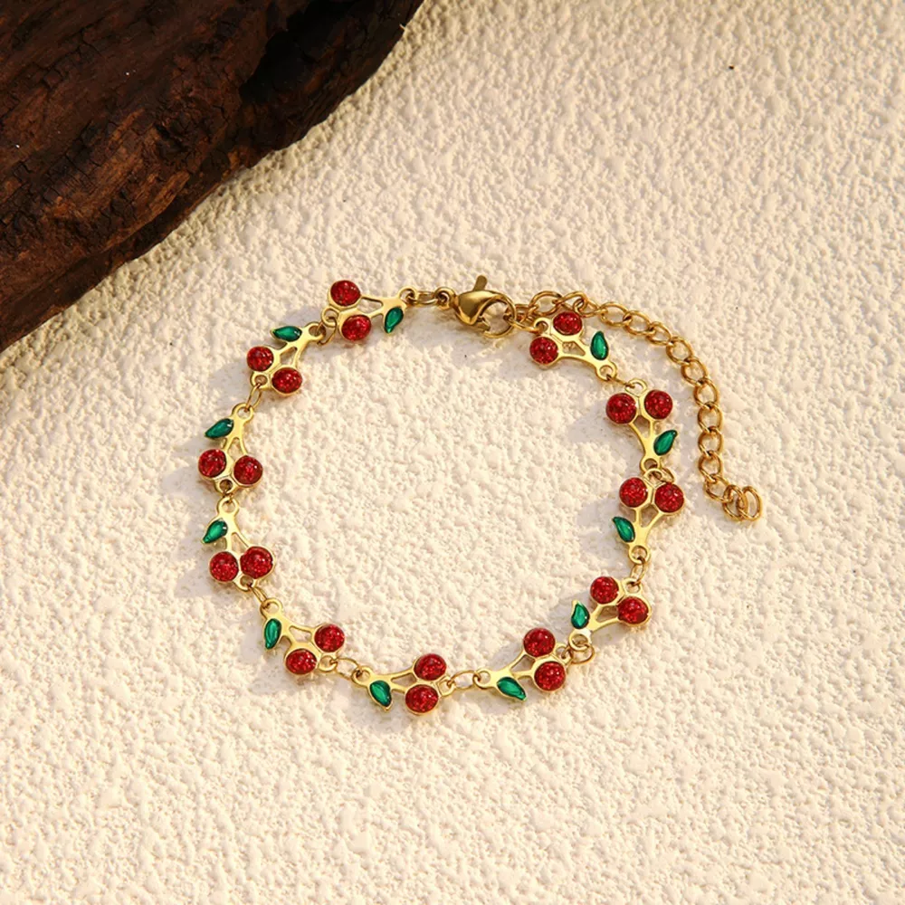 18K Gold-Plated Cherry Charm Bracelet, image 5
