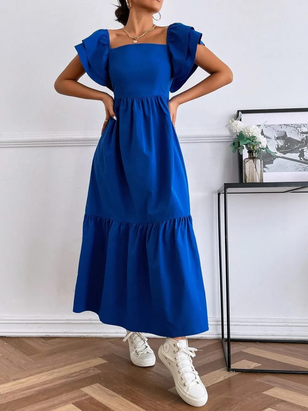 Tiered Square Neck Maxi Dress, image 3