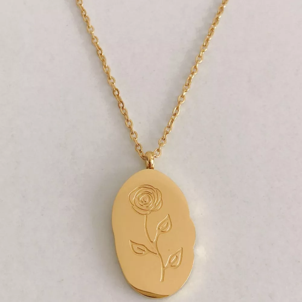 18K Gold-Plated Engraved Pendant Necklace, image 9