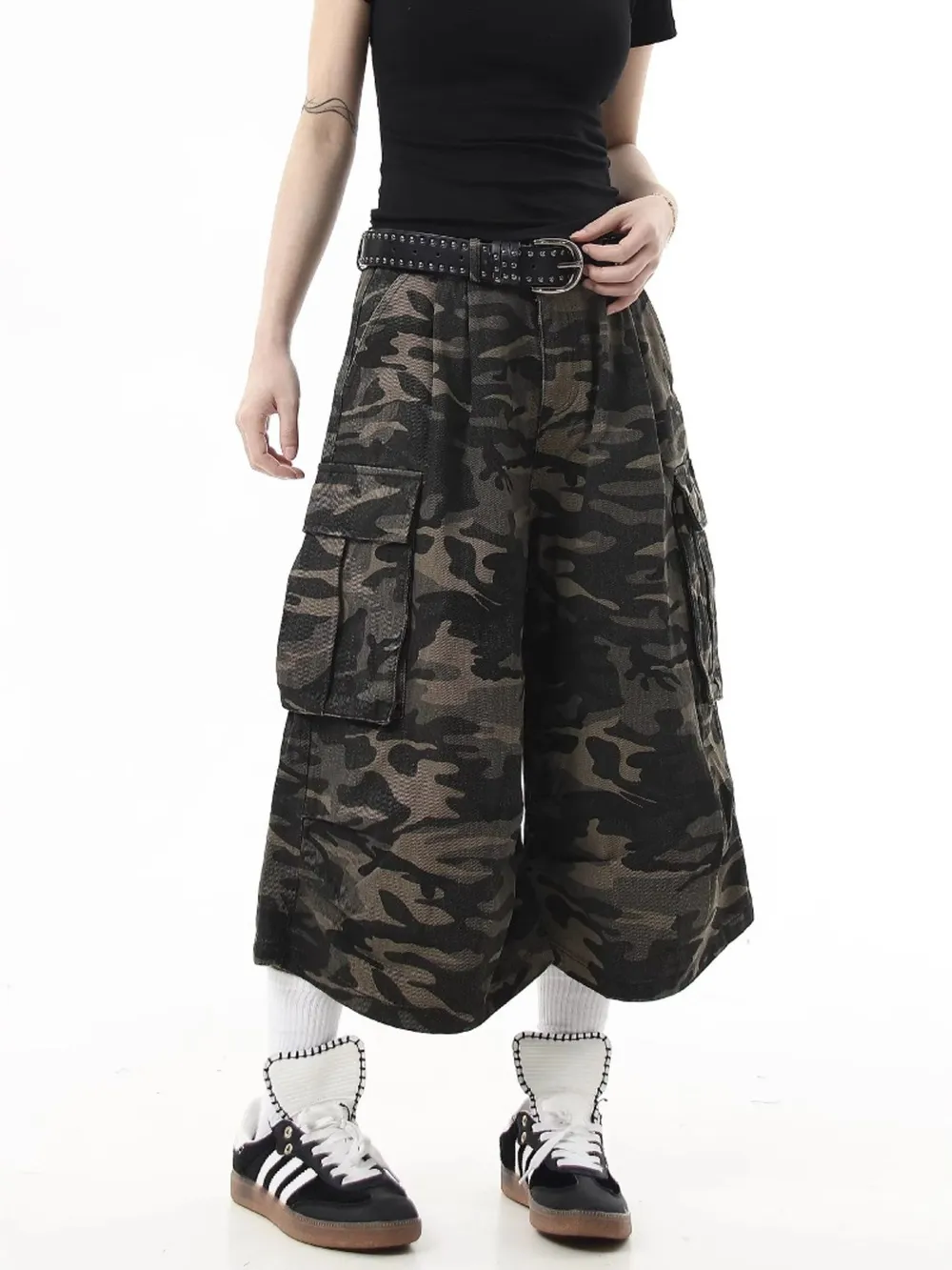 Men's Full Size Camouflage Cargo Denim Shorts Plus Size, image 6